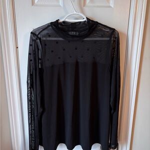 Eloquii Black Sheer Long Sleeve Shirt